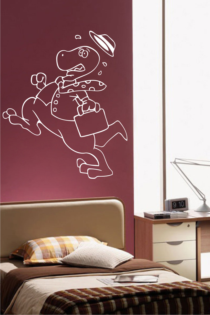 Dinosaur Running Late Sticker