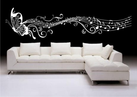 Butterfly and Musical Notes Sticker