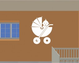 Cute Baby Carriage Sticker