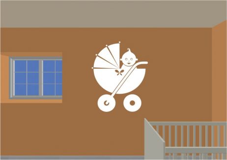 Cute Baby Carriage Sticker