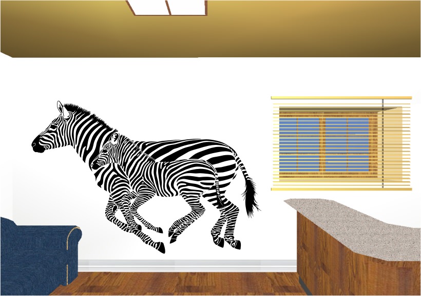Two Zebras Running Sticker