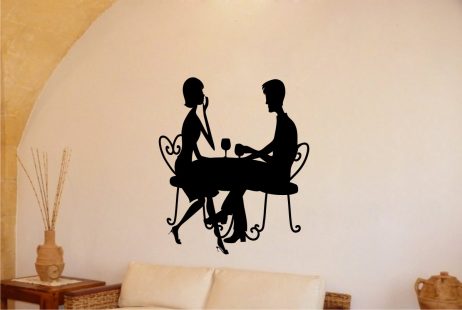 Man and Woman in Cafe Sticker
