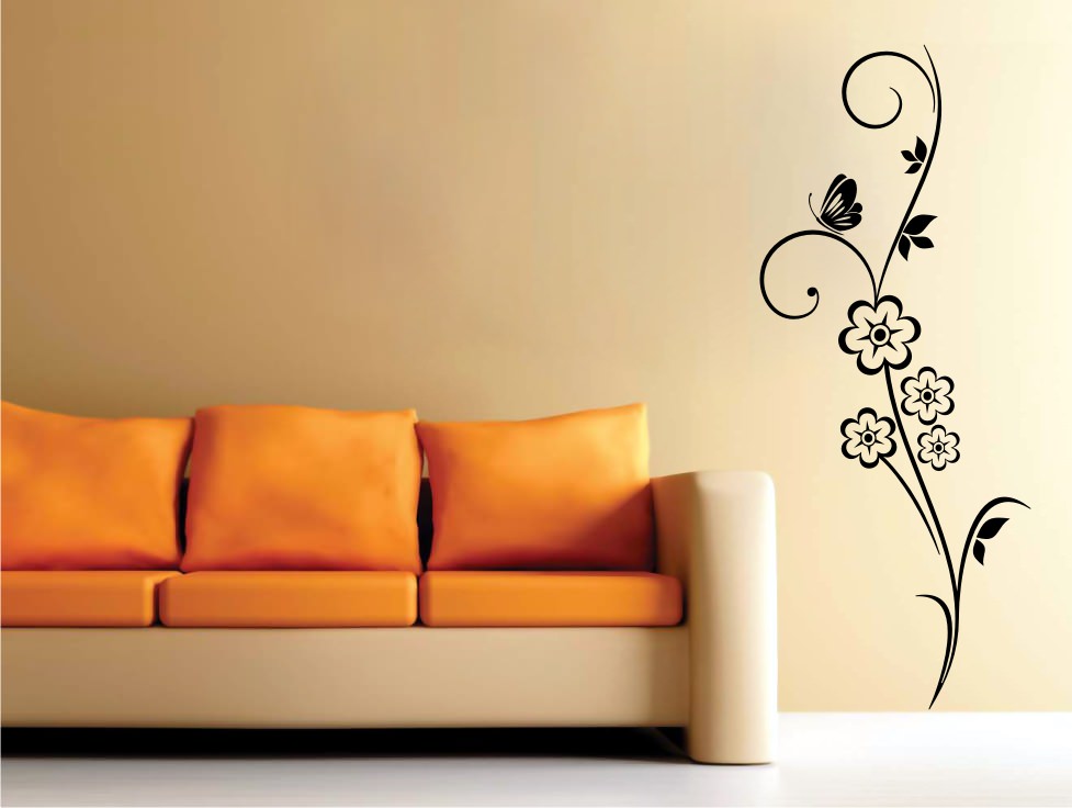 Flower Lines and Buttefly Sticker