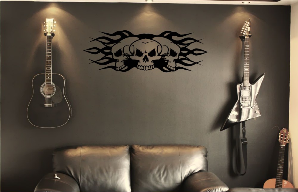 Skulls with Flames Sticker
