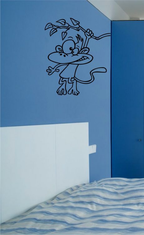Cartoon Monkey Hanging Sticker