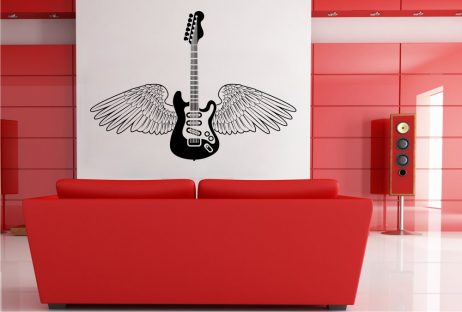 Guitar with Wings Sticker