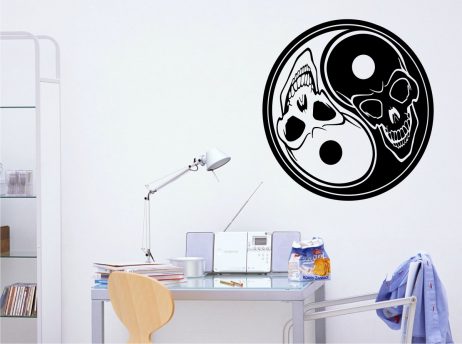 Skull Ying-Yang Design Sticker