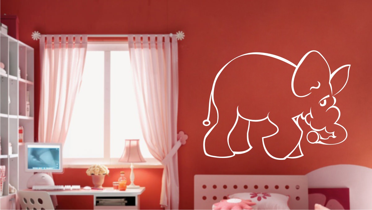 Cartoon Contour Elephant #3 Sticker