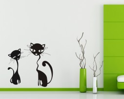 Two Cartoon Cats Design Sticker