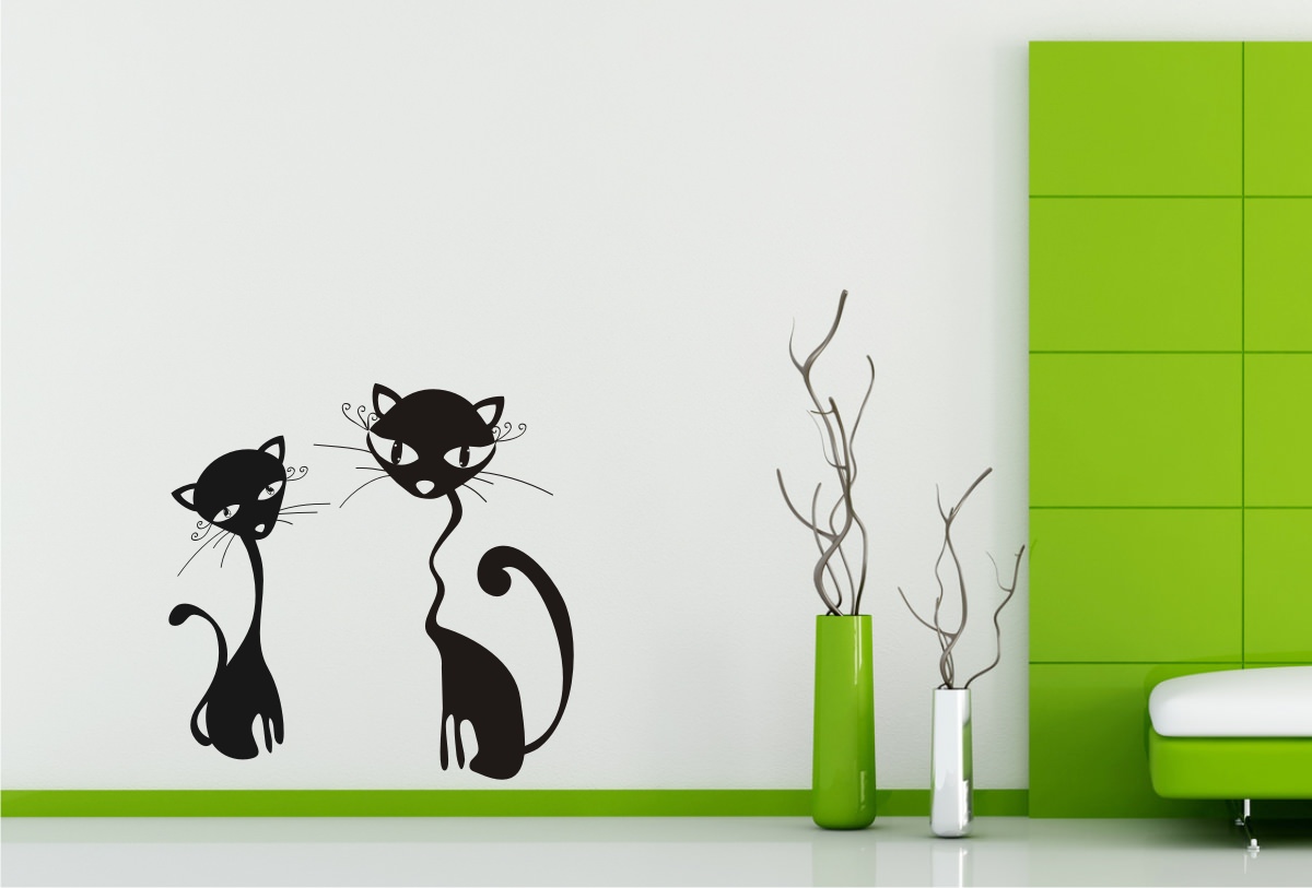 Two Cartoon Cats Design Sticker