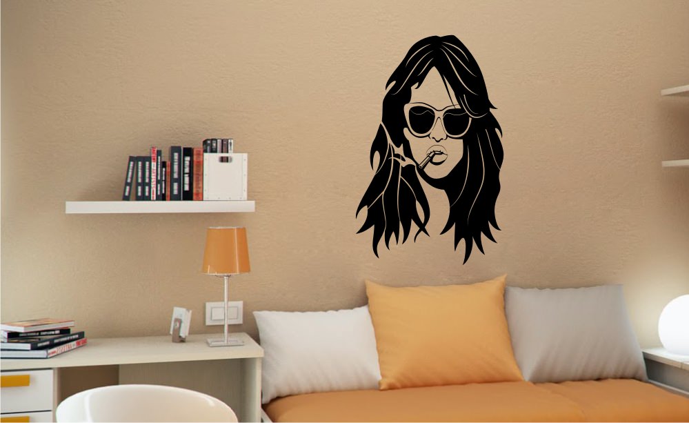 Woman With Glasses and Cigarette Sticker