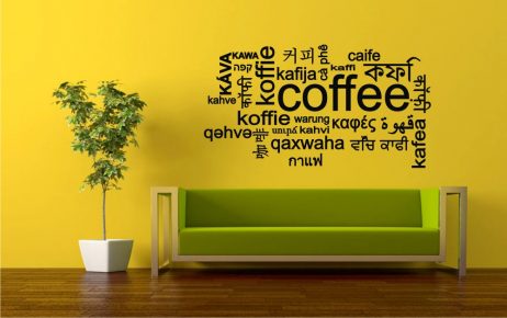 Coffee Many Languages Sticker