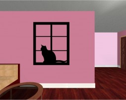 Cat in Window Sticker